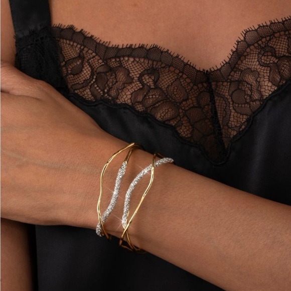 ALEXIS BITTAR • Solanales Gold Silver Crystal Cuff Bracelet - Picture 8 of 16